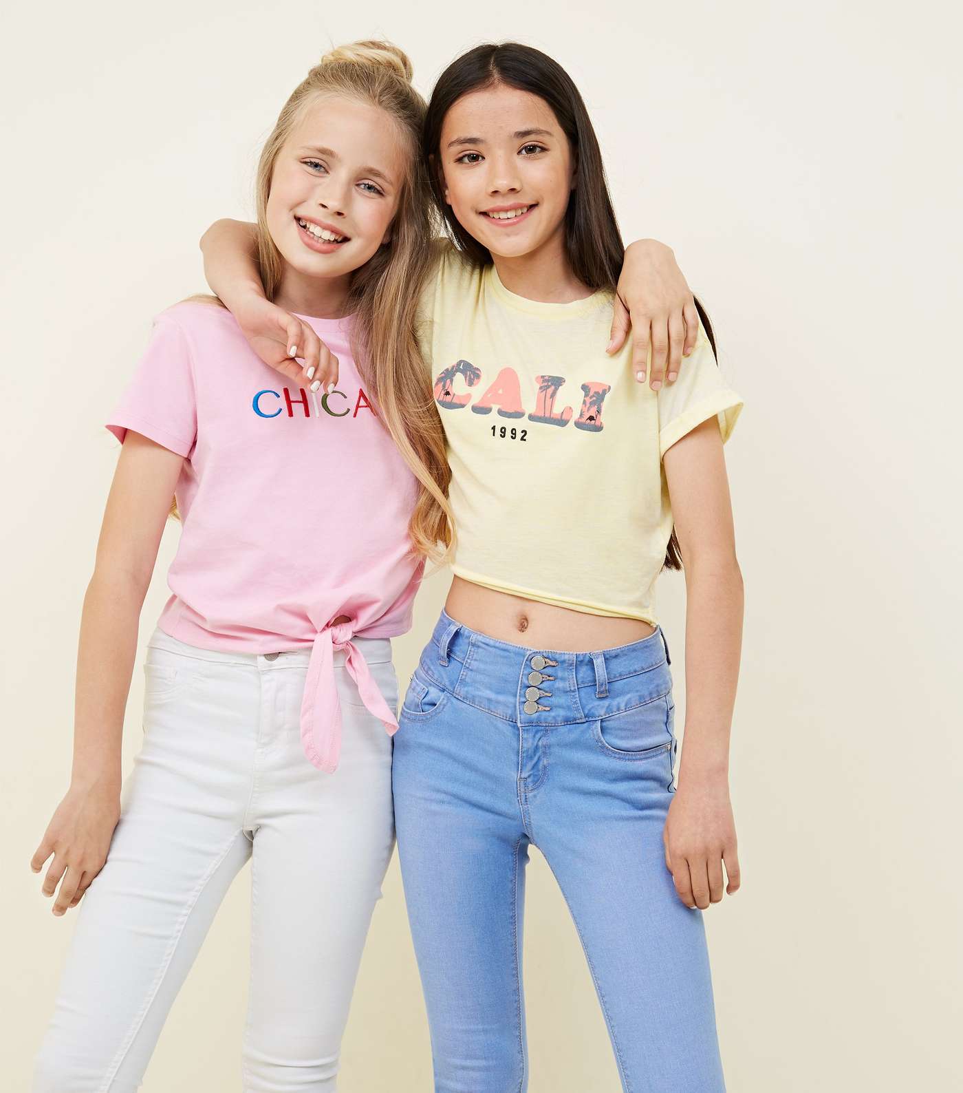 Girls Pale Yellow Cali Slogan T-Shirt Image 5