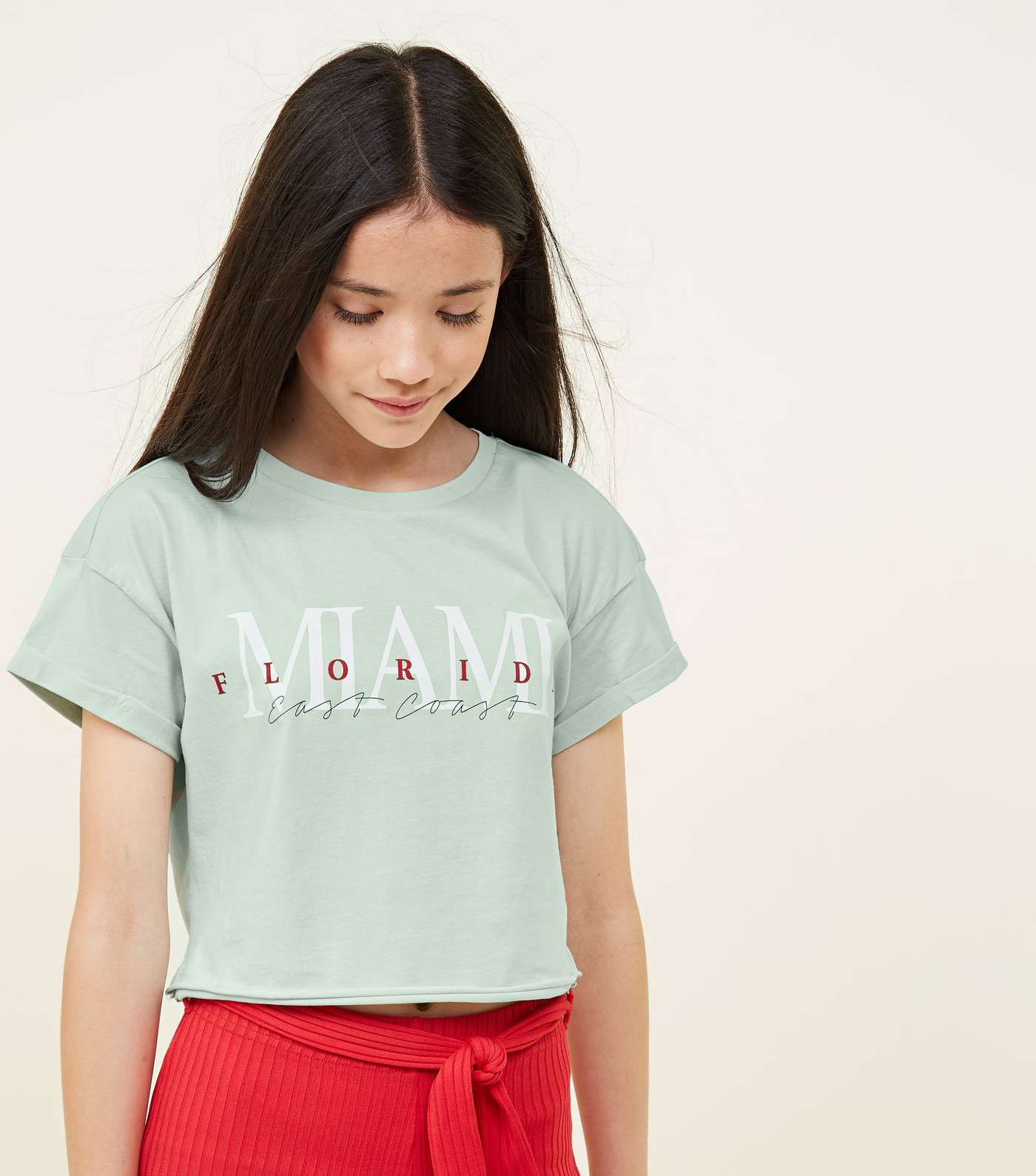 Girls Mint Green Miami Florida Print T-Shirt