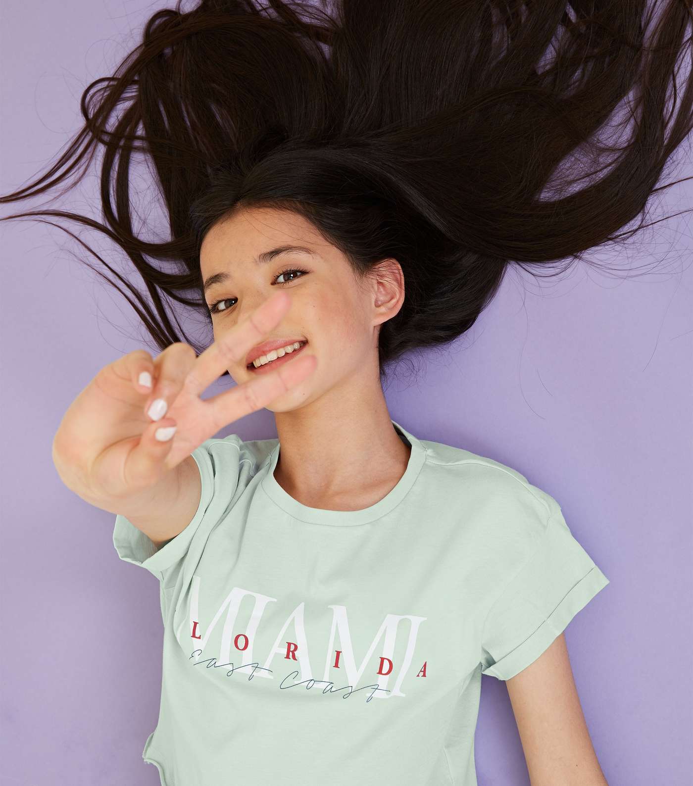 Girls Mint Green Miami Florida Print T-Shirt Image 5
