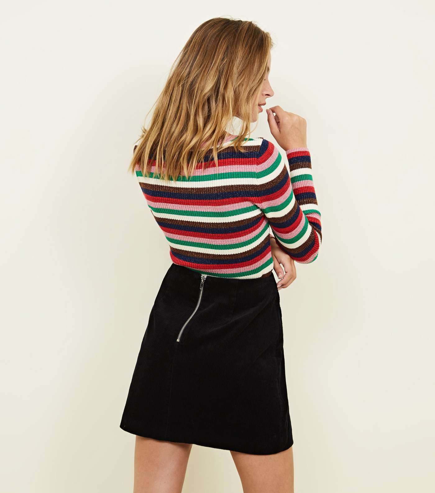 Petite Black Corduroy Mini Skirt Image 3