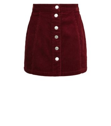 Burgundy button on sale front skirt