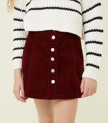 burgundy button down skirt