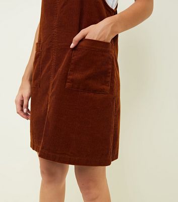 new look cord pinafore dress