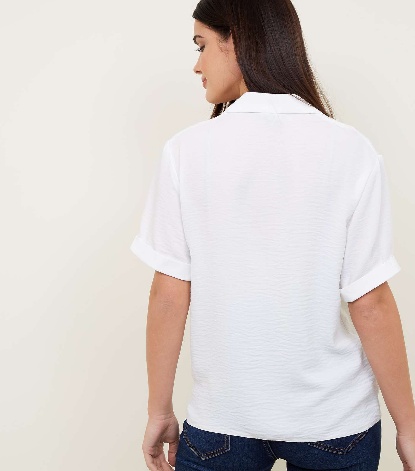 Maternity White Revere Collar Nursing Shirt Image 3