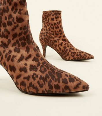 Leopard print kitten outlet heel booties