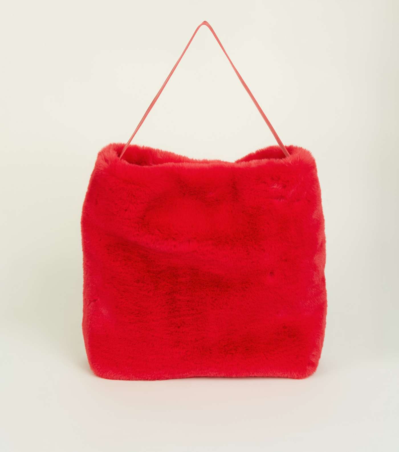 Red Faux Fur Hobo Tote Bag