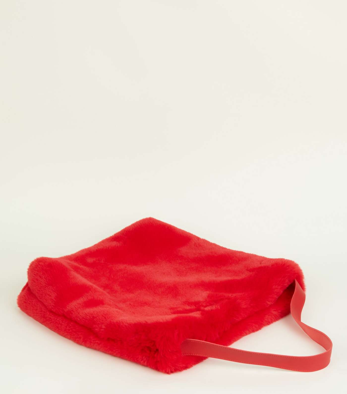 Red Faux Fur Hobo Tote Bag Image 3