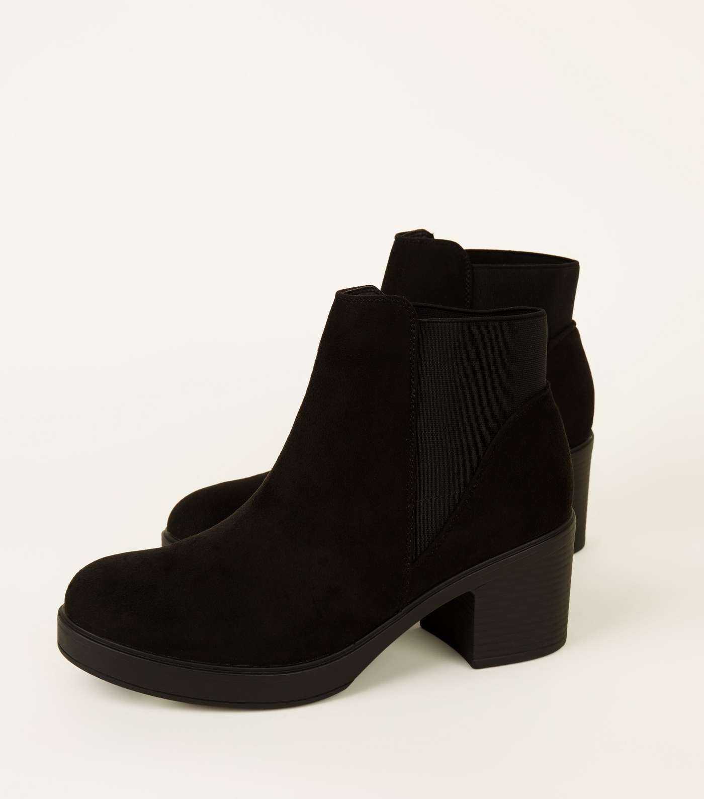 Girls Black Suedette Chunky Chelsea Boots  Image 4