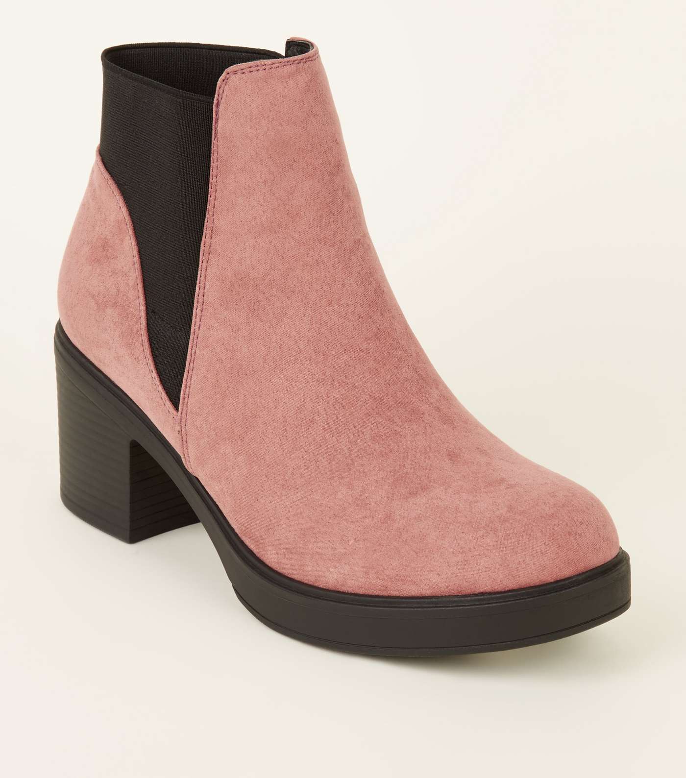 Girls Pink Suedette Chunky Chelsea Boots 