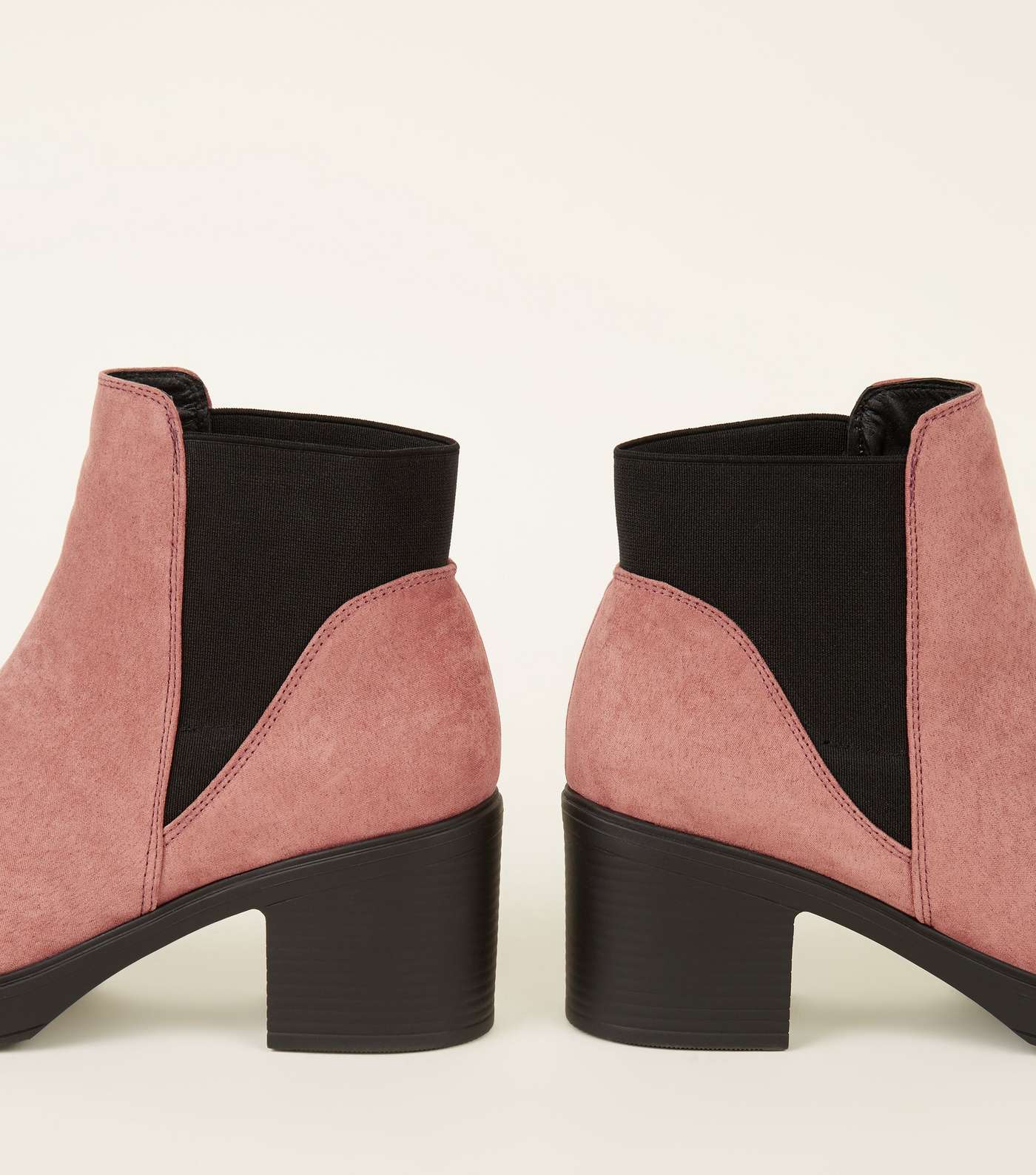Girls Pink Suedette Chunky Chelsea Boots  Image 3