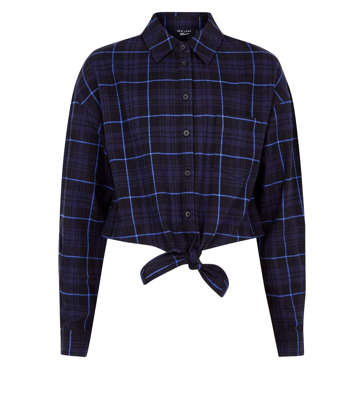 Girls Blue Tie Front Check Shirt  Image 4