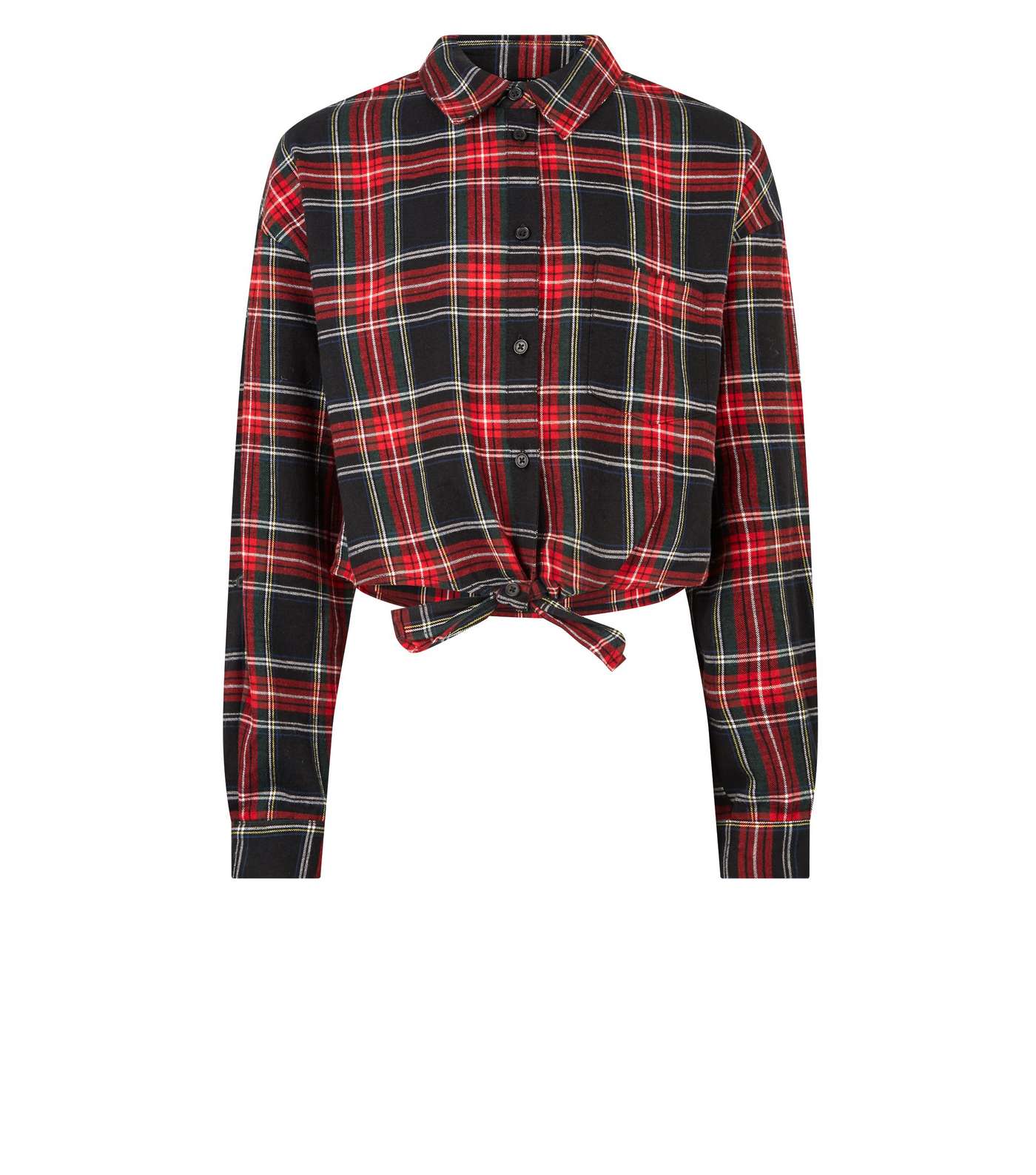 Girls Red Tie Front Check Shirt  Image 4