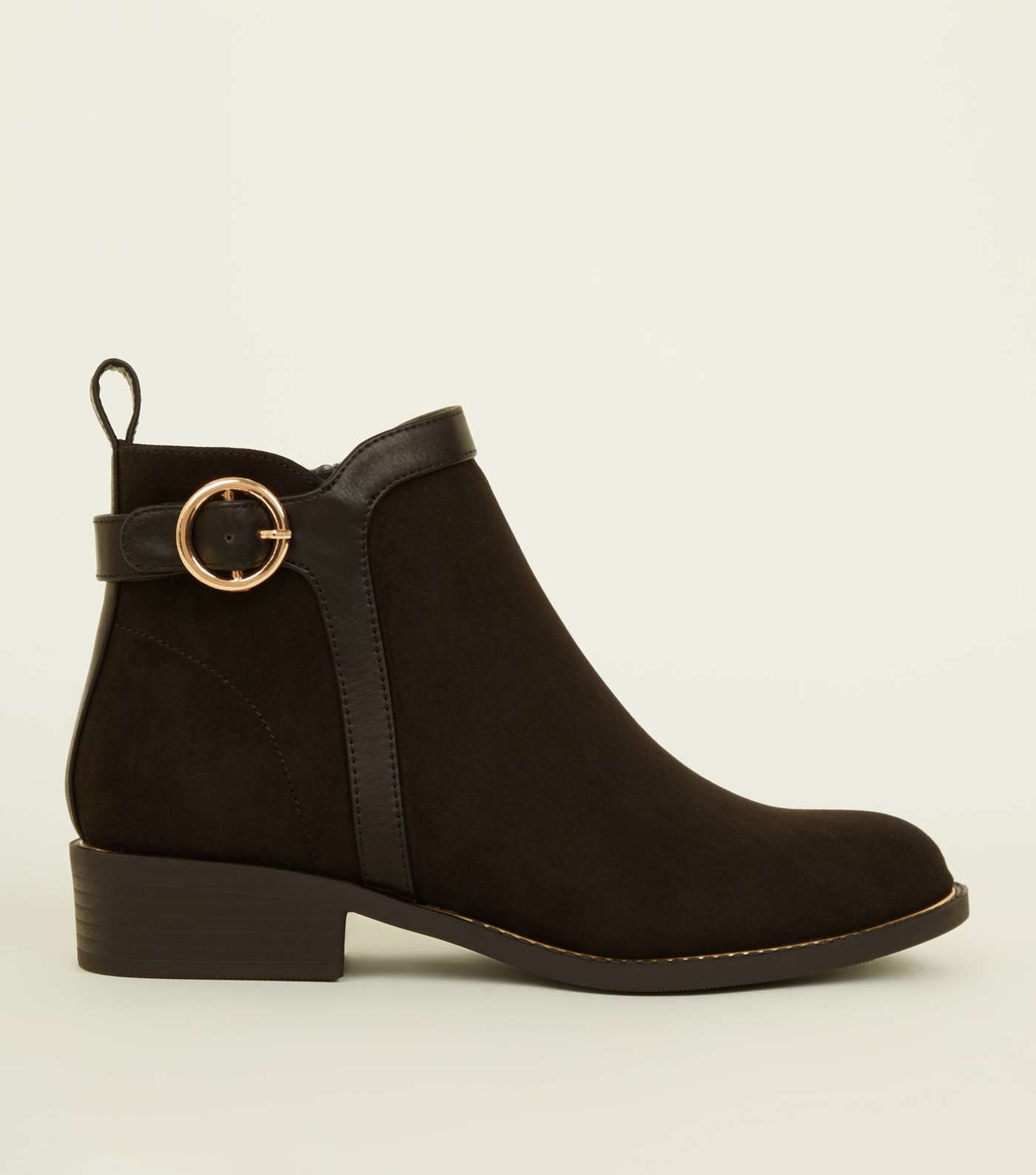 Girls Black Suedette Buckle Ankle Boots