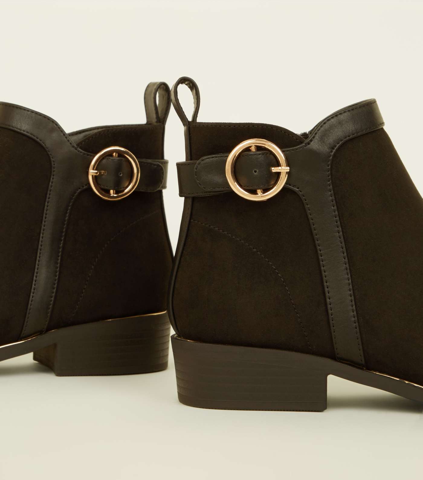 Girls Black Suedette Buckle Ankle Boots Image 3