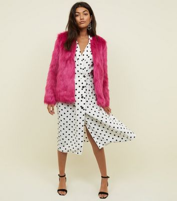 new look pink fur coat