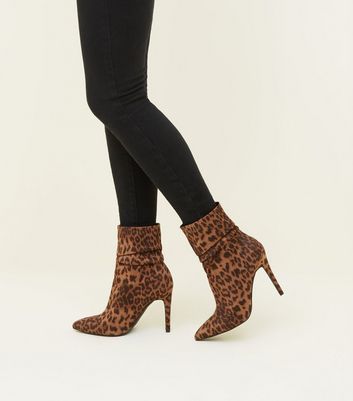 leopard print wide fit boots