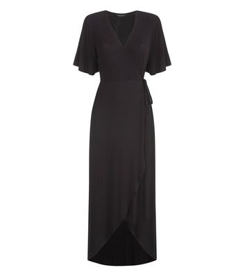 black jersey wrap dress
