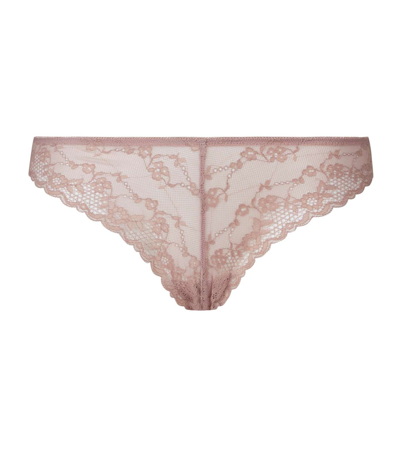 Pale Pink Floral Scallop Lace Thong  Image 3