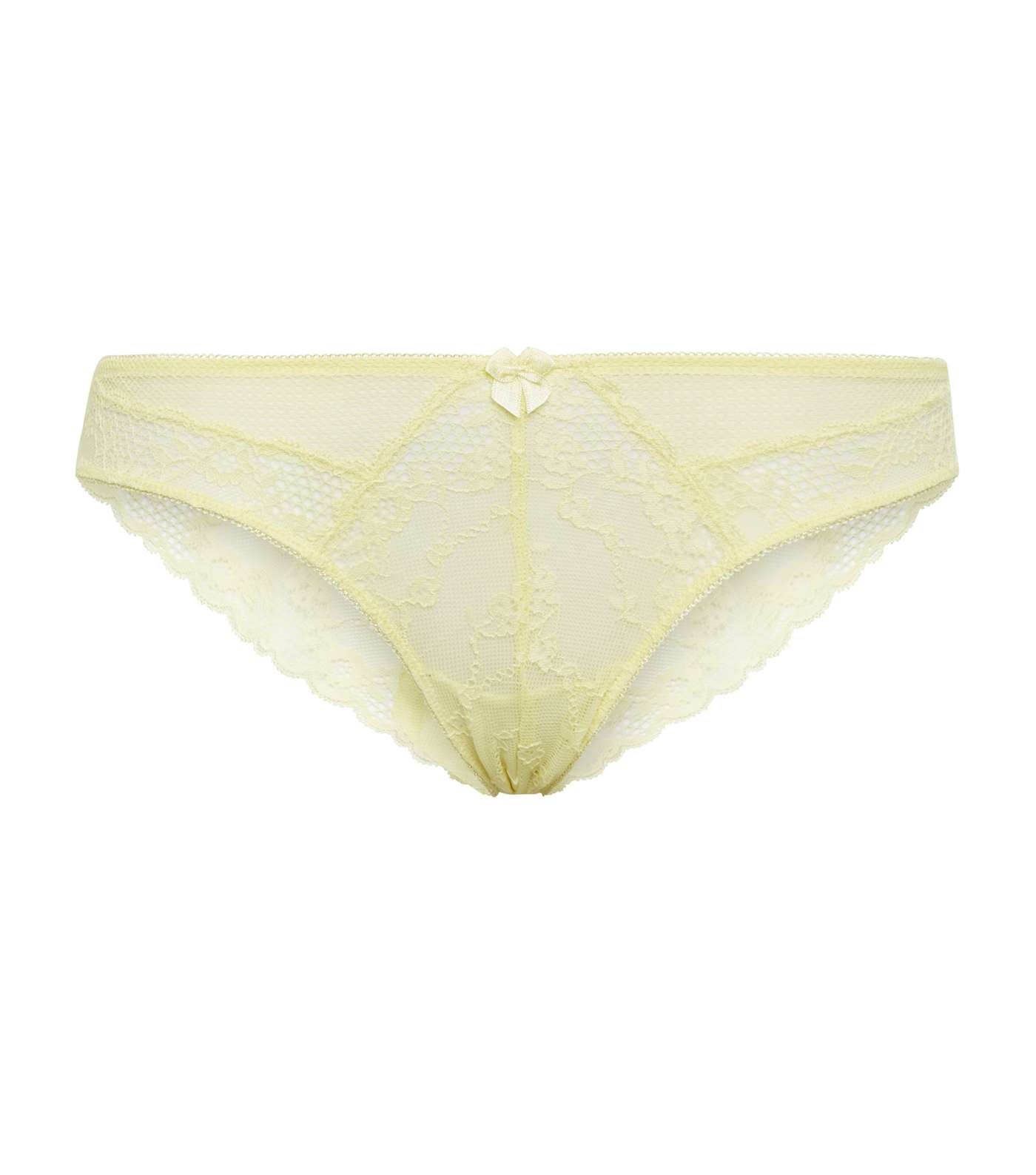 Yellow Lace and Mesh Brazilian Briefs  Image 3