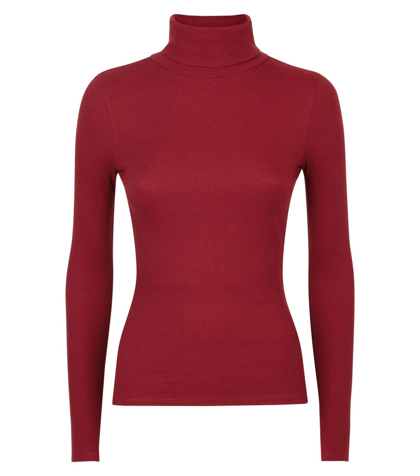 Burgundy Ribbed Roll Neck Top Image 4