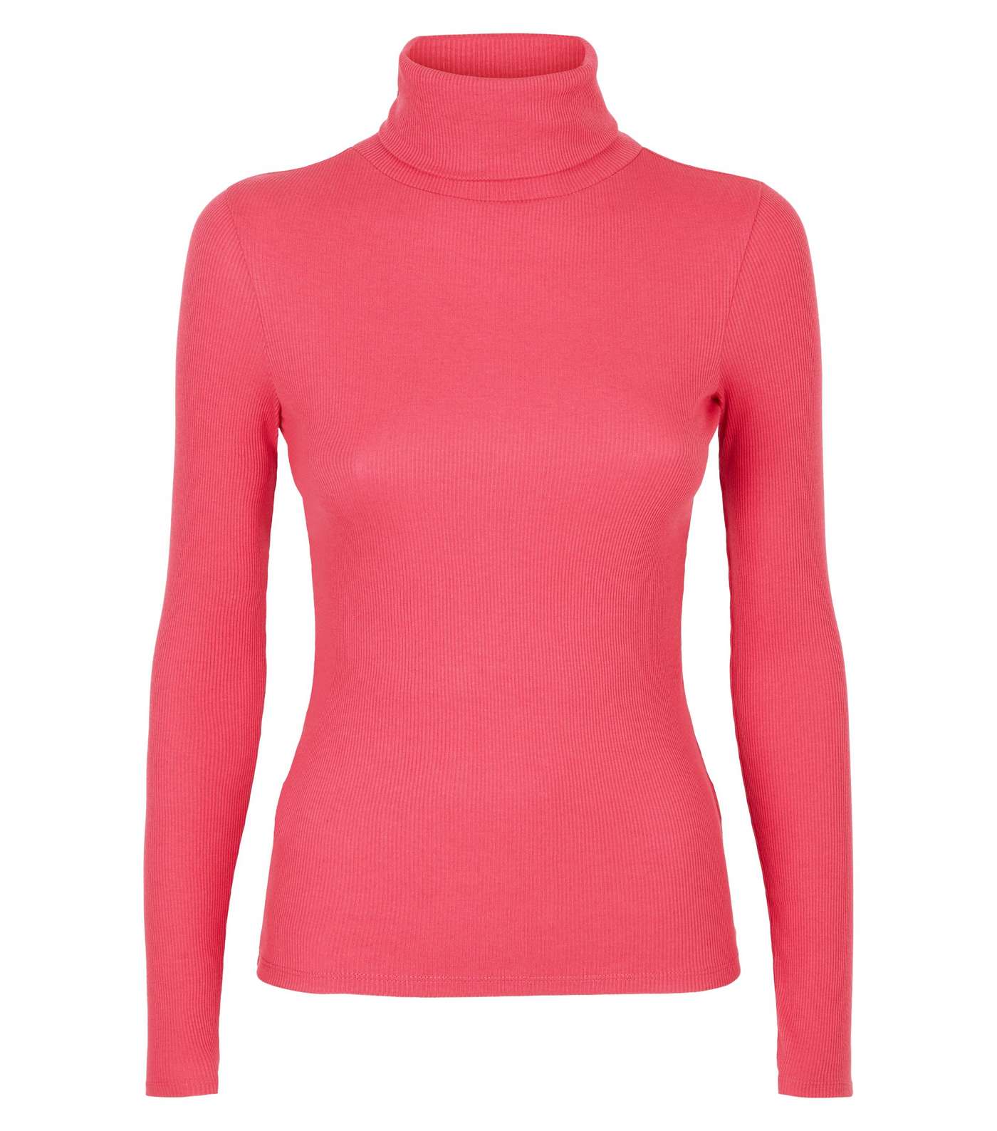 Bright Pink Ribbed Roll Neck Top Image 4