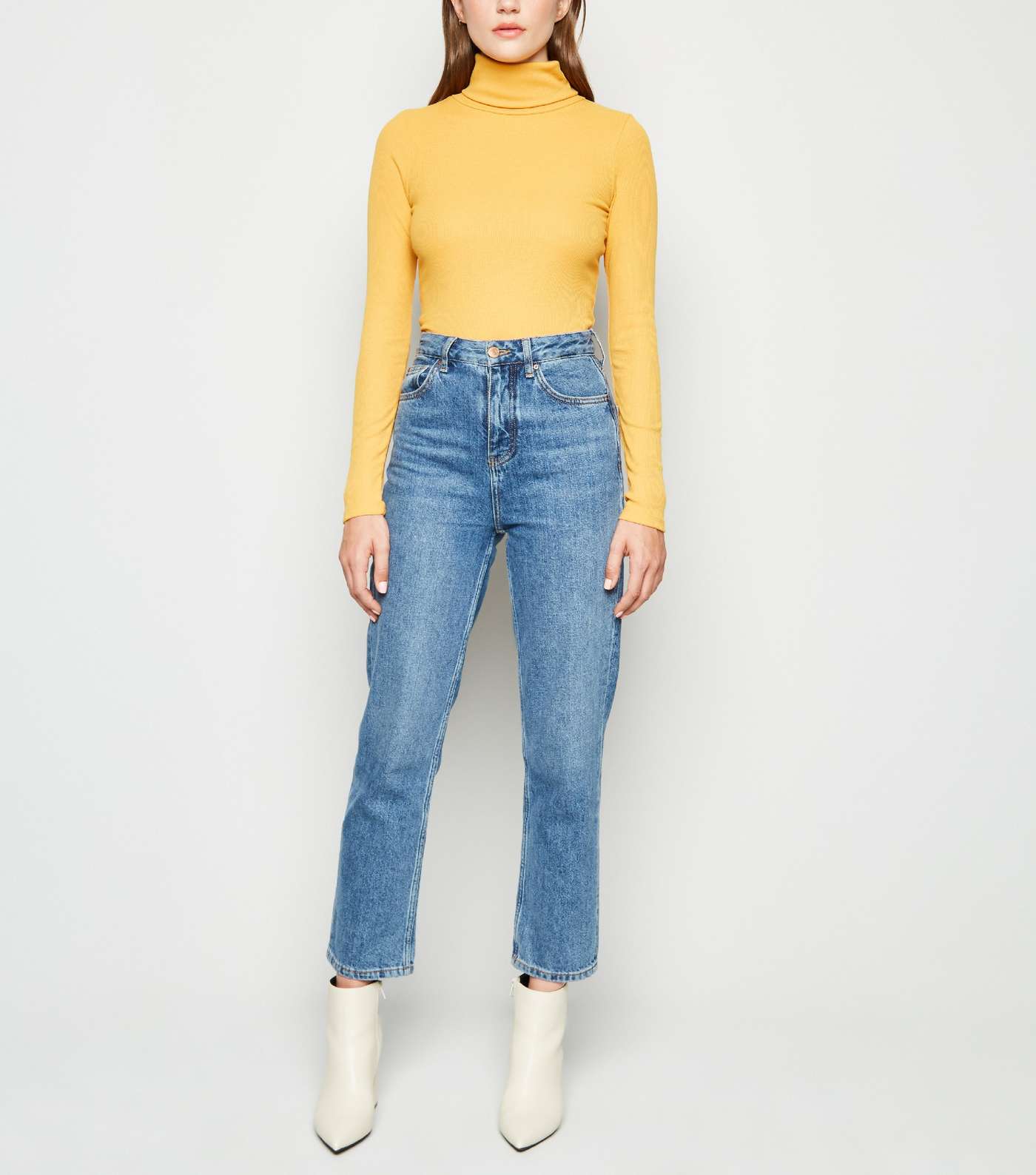 Mustard Ribbed Roll Neck Top Image 2