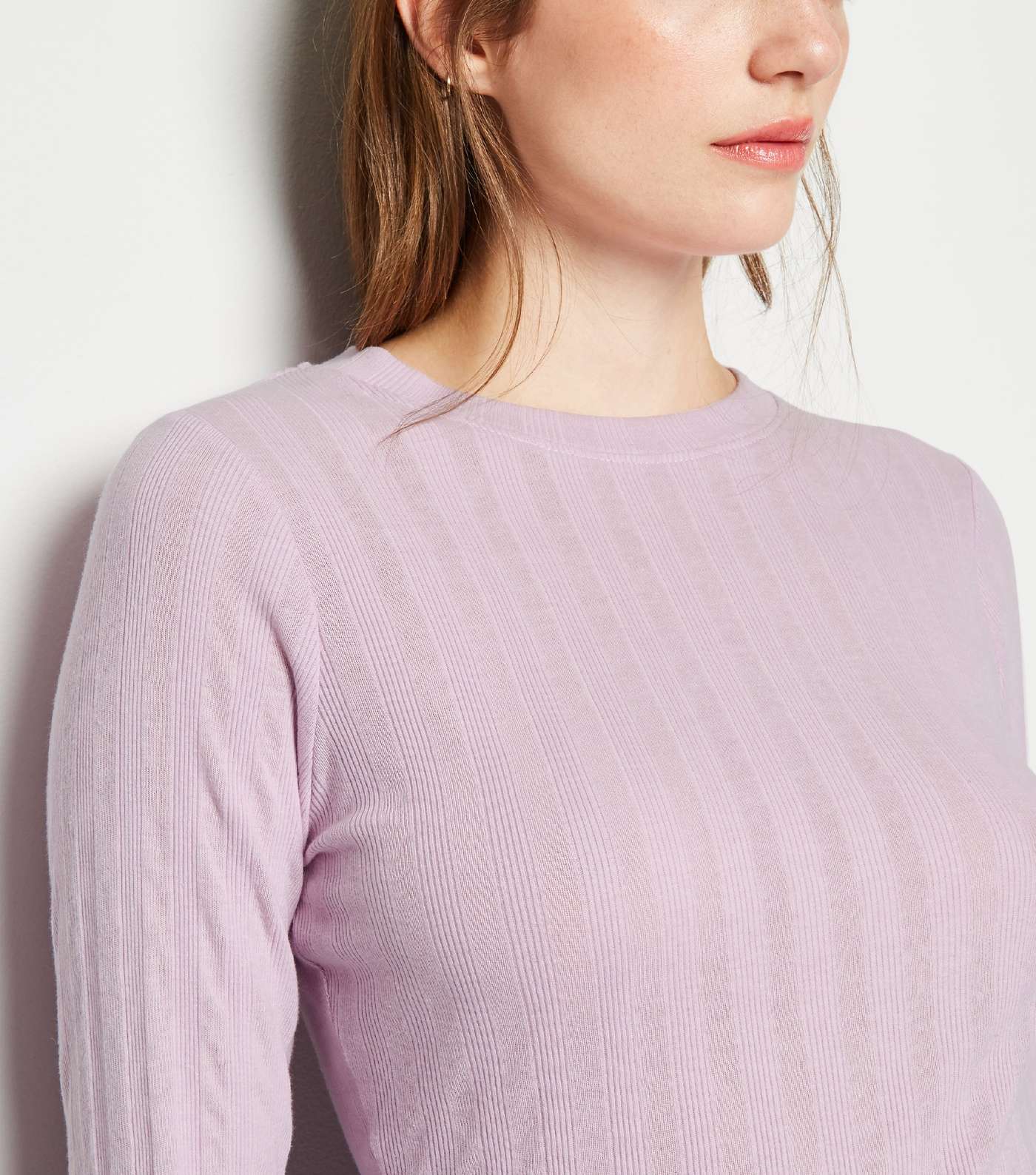 Light Purple Ribbed Long Sleeve T-Shirt Image 5