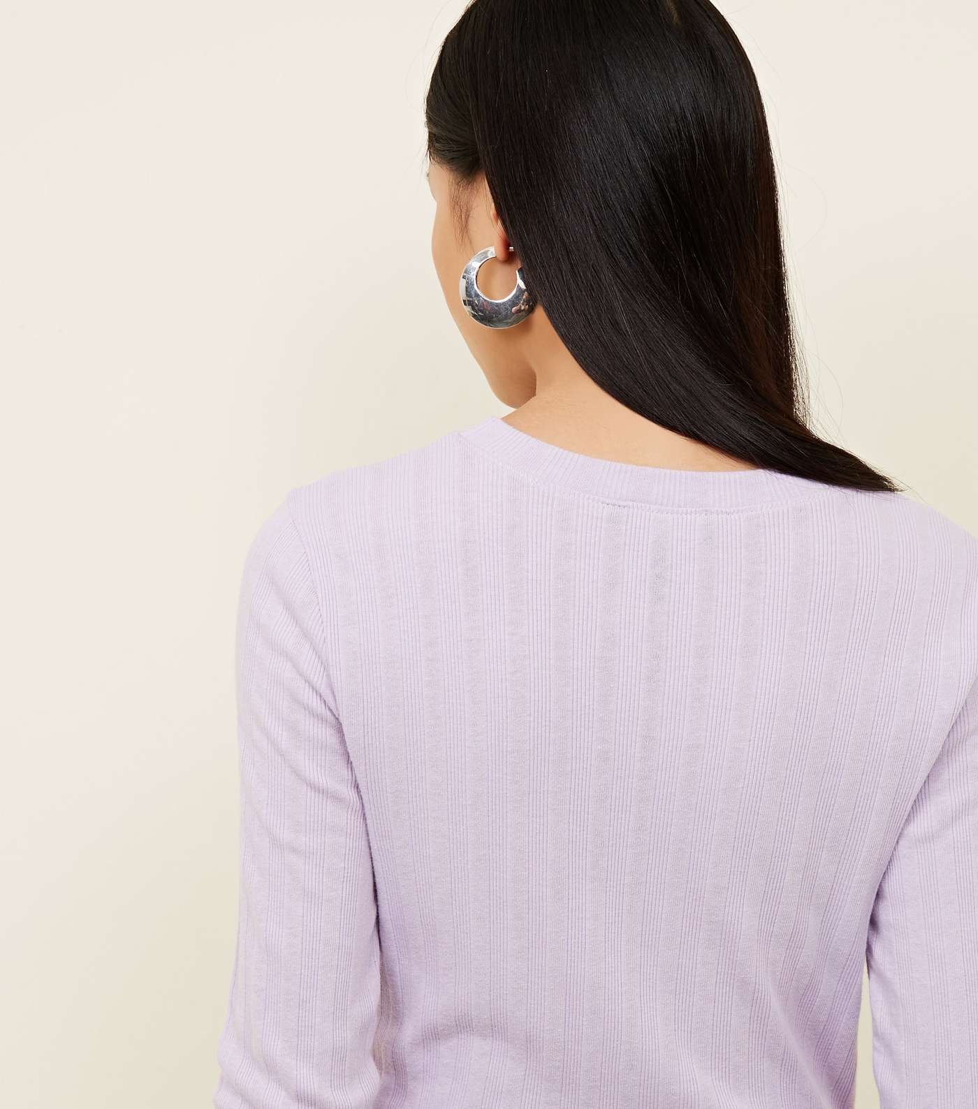 Lilac Ribbed Long Sleeve T-Shirt Image 5