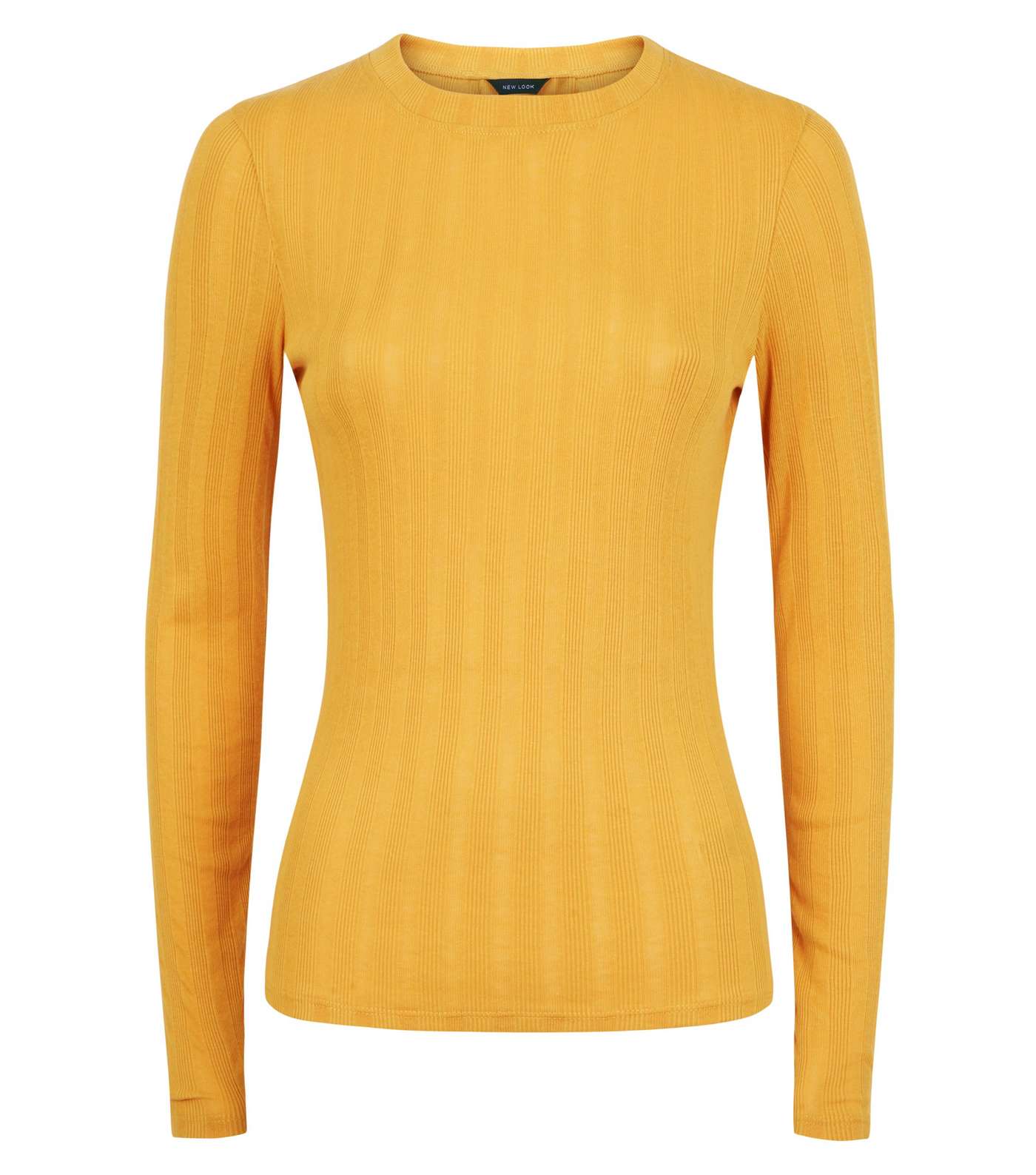 Mustard Ribbed Long Sleeve T-Shirt Image 4
