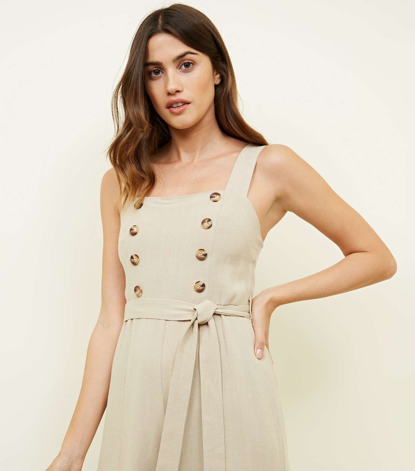 Stone Double Breasted Button Culotte Jumpsuit  Image 2