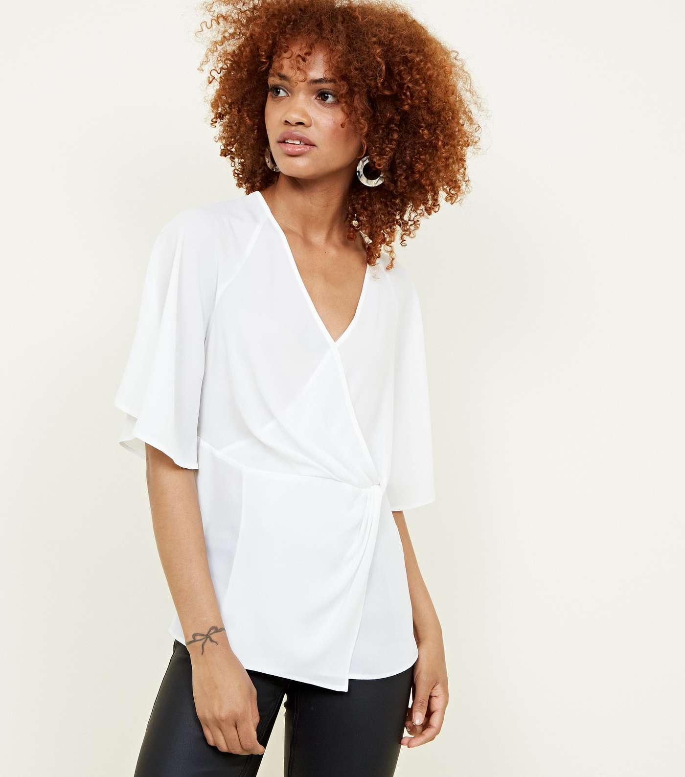 Off White Twist Wrap Front Top 