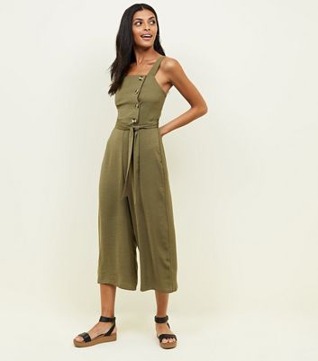 khaki linen playsuit