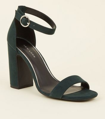 dark green block heel shoes