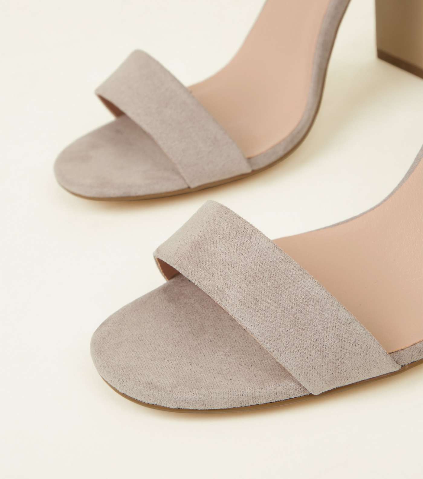Grey Suedette Barely There Block Heels Image 3