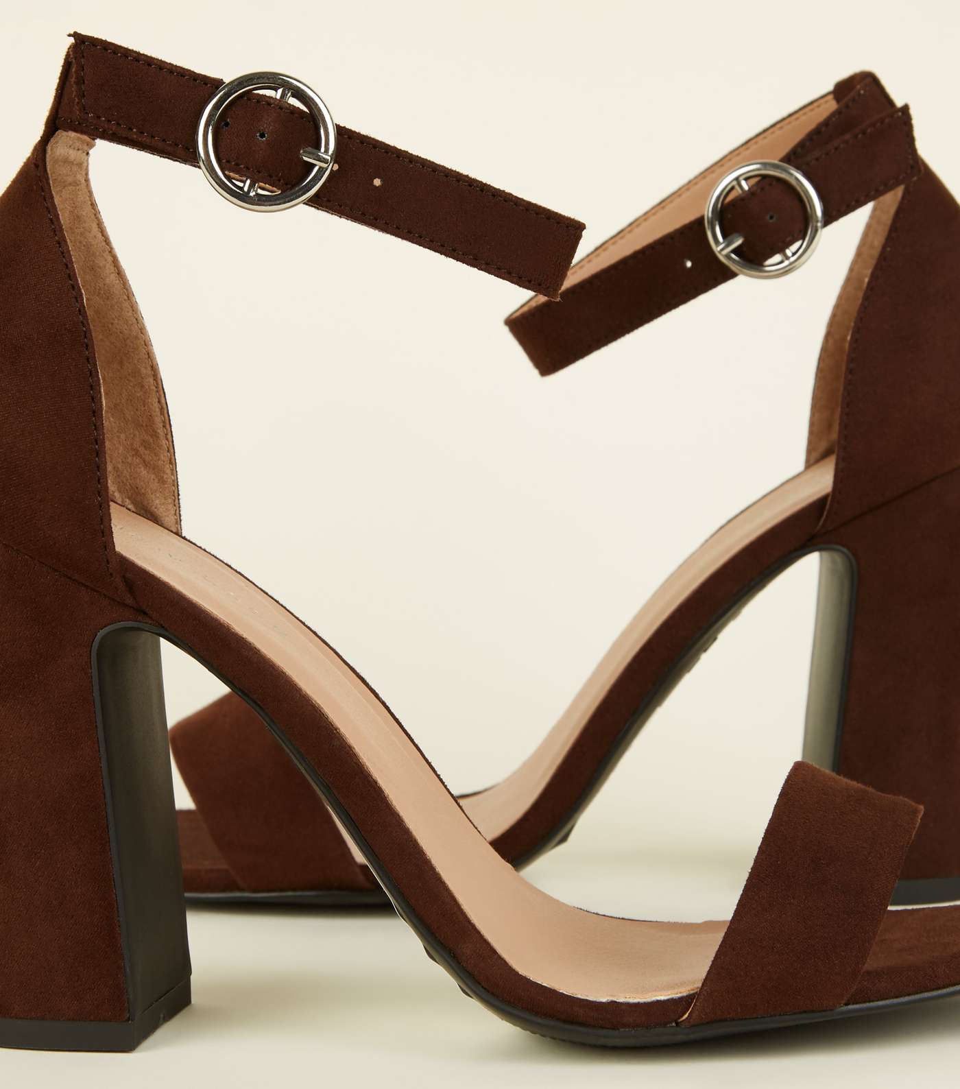 Rust Suedette Barely There Block Heels Image 3