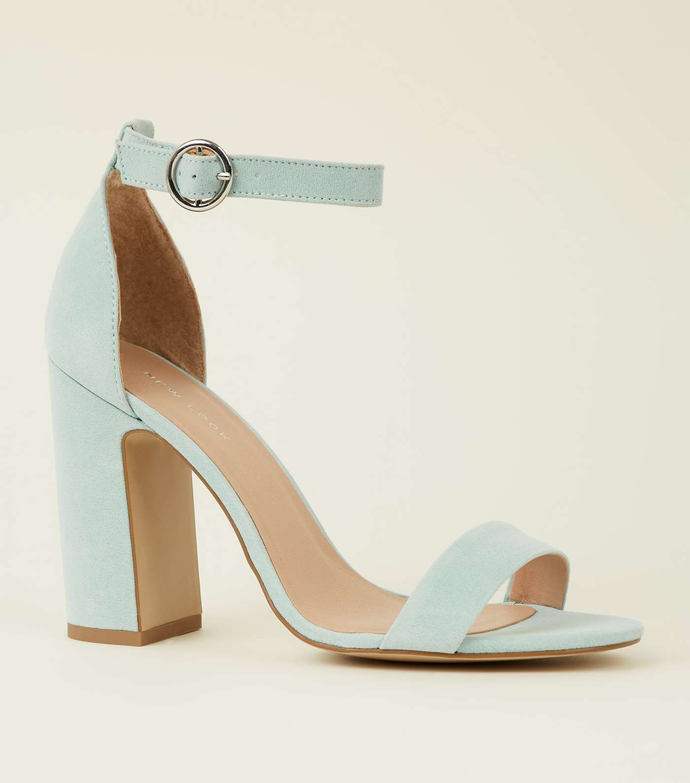 Mint Green Suedette Barely There Block Heels