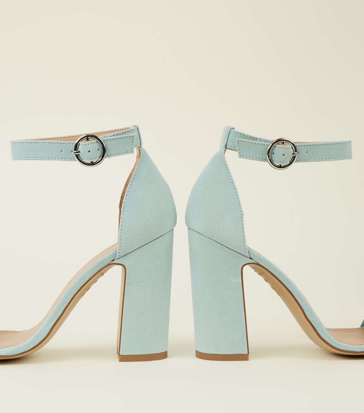 Mint Green Suedette Barely There Block Heels Image 3