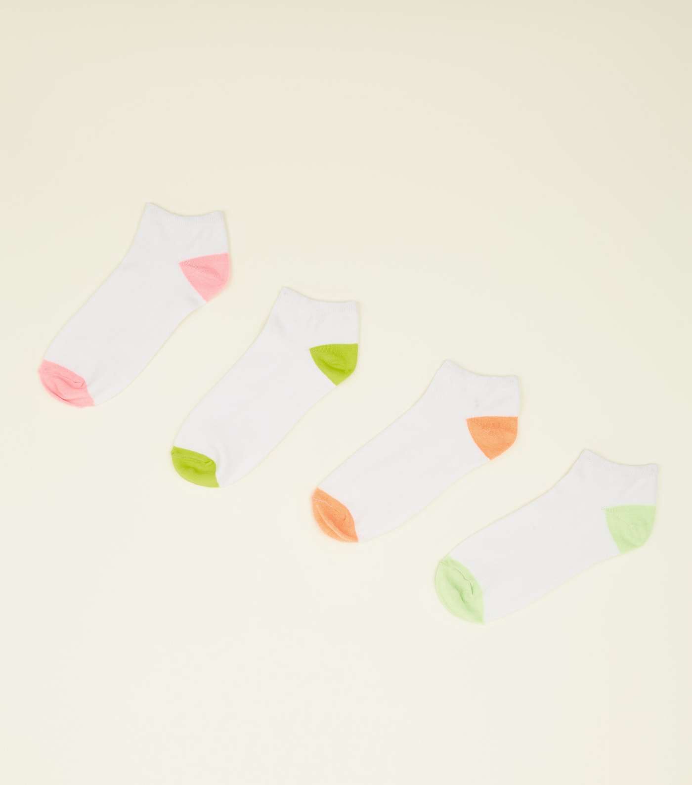 4 Pack White and Neon Ankle Socks
