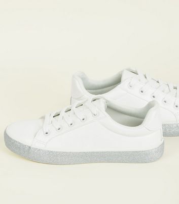 white trainers with glitter