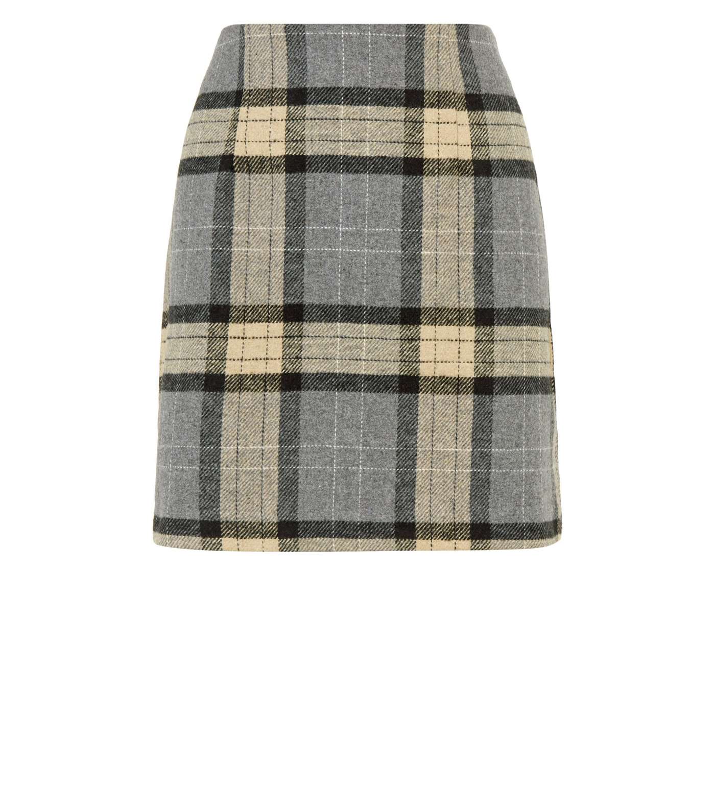 Grey and Cream Brushed Check Mini Skirt Image 4
