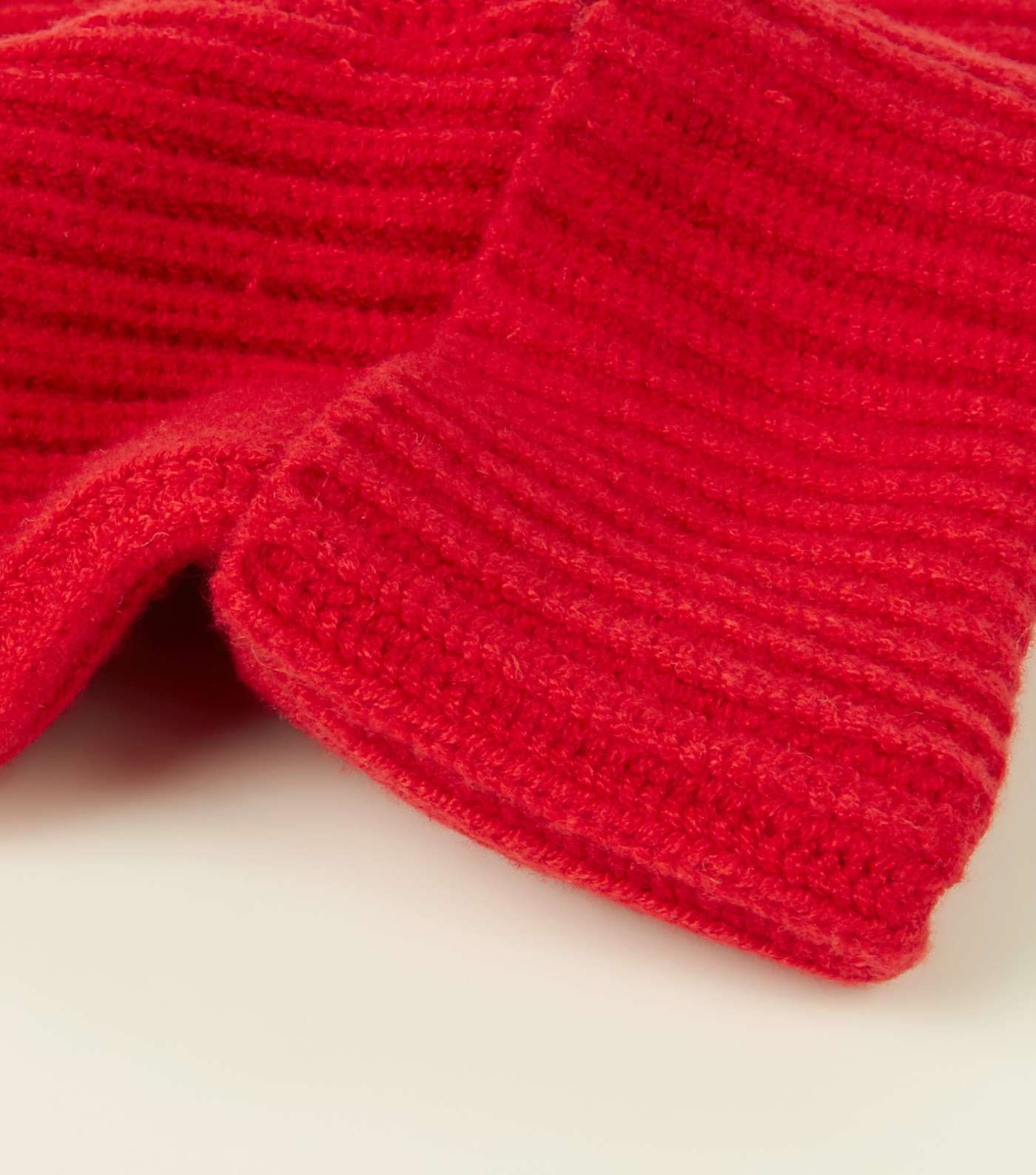 Red Ribbed Beanie Hat Image 3