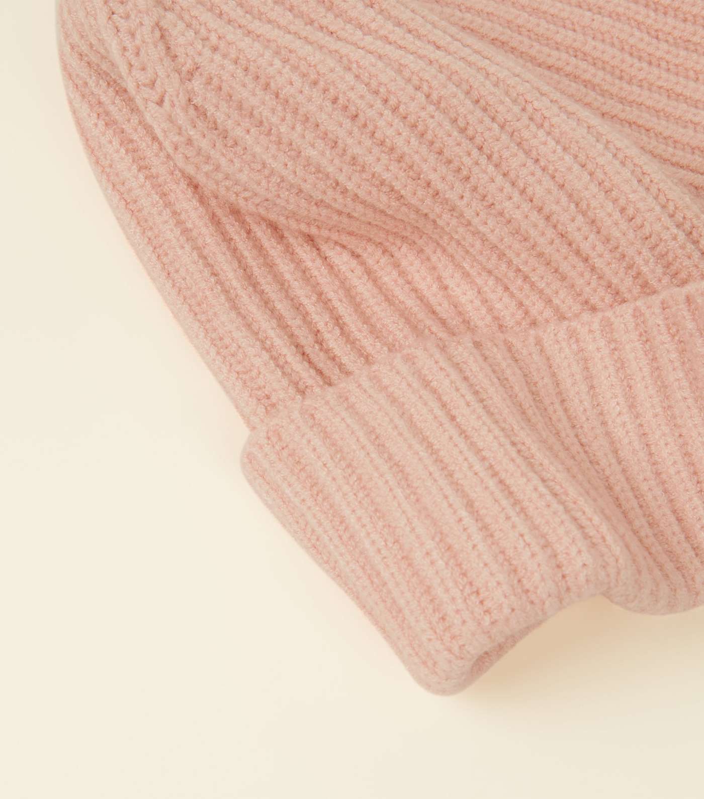 Pink Ribbed Beanie Hat Image 3