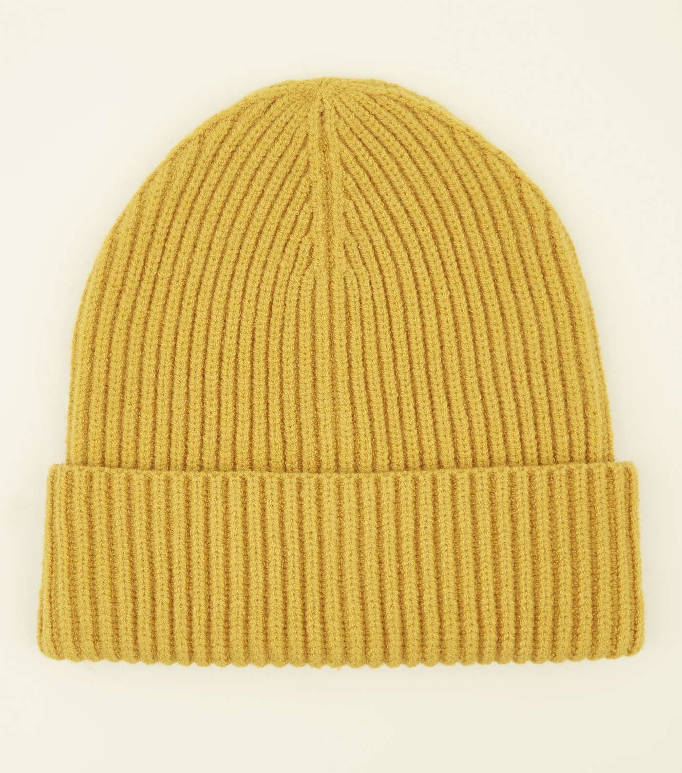 Yellow Ribbed Beanie Hat