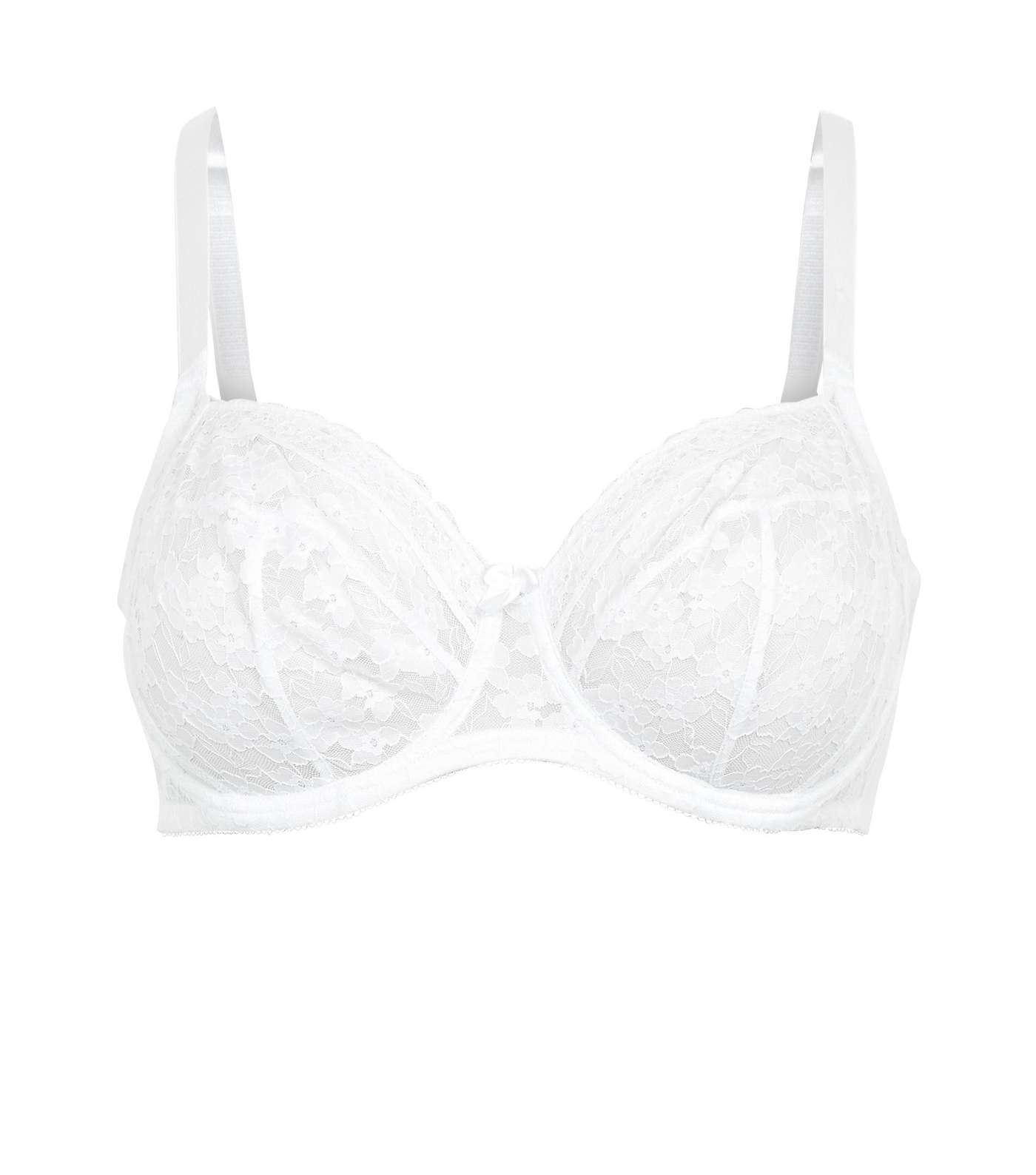 Curves White Lace Underwired Bra Image 3