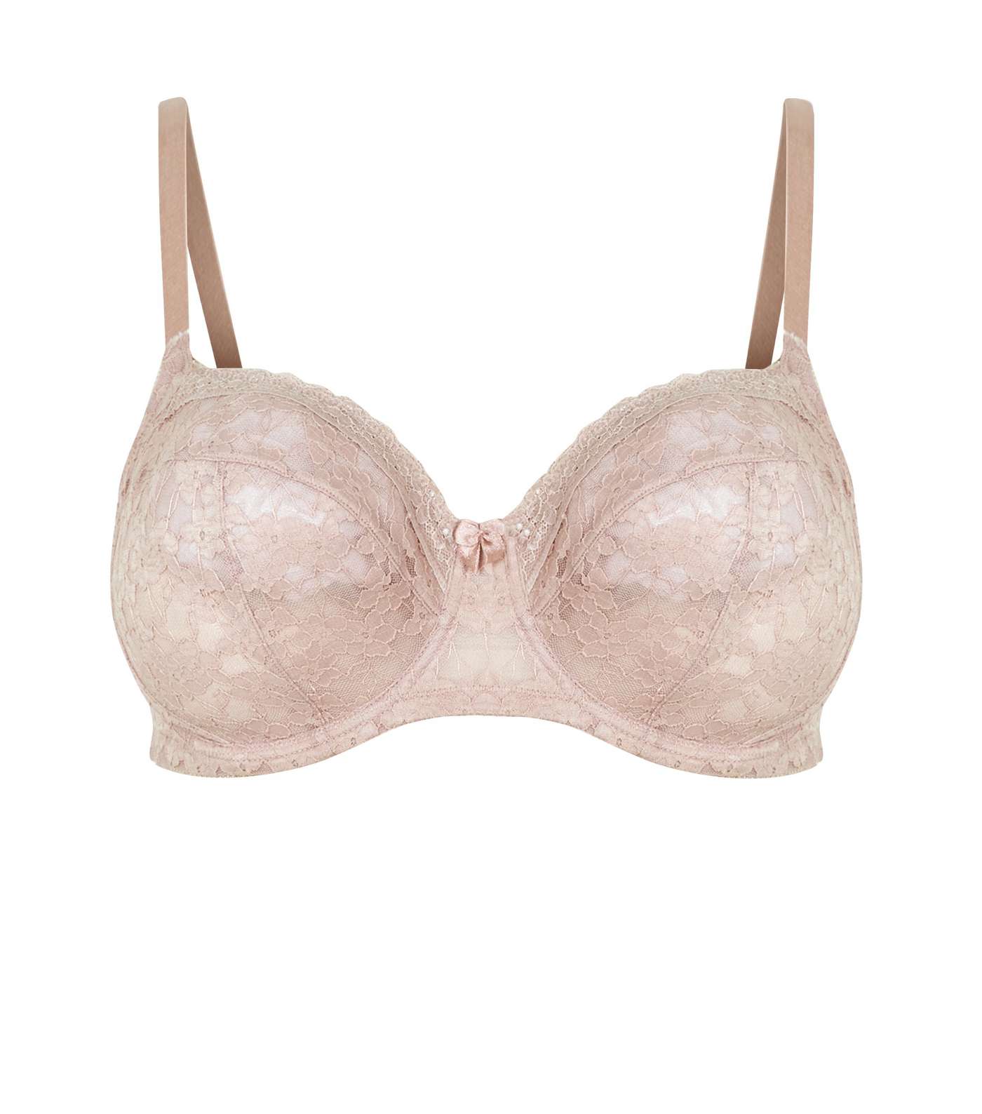 Curves Pale Pink Lace Underwired Bra  Image 4