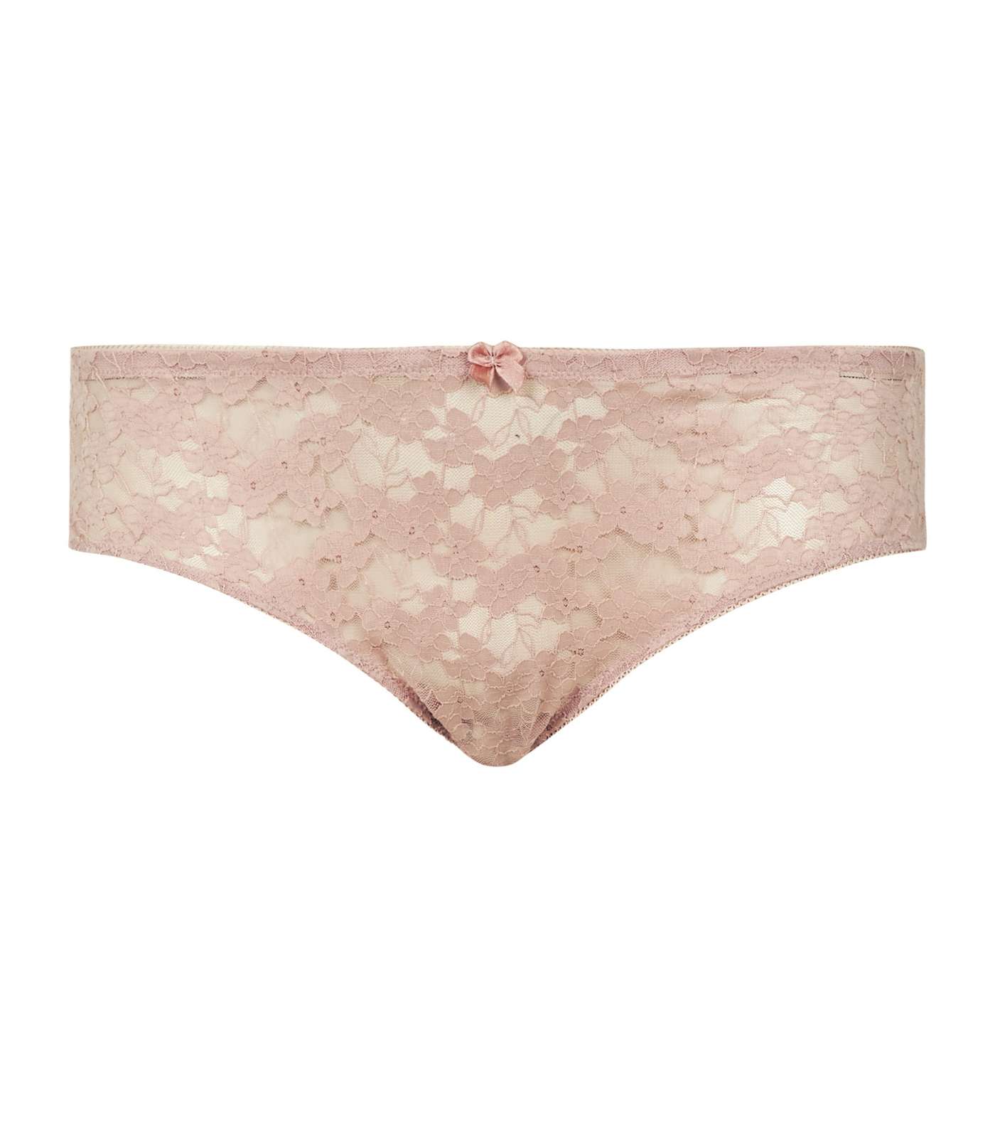 Curves Pale Pink Lace Brazilian Briefs  Image 3
