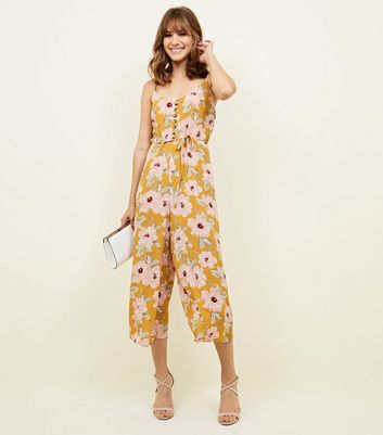 New look yellow floral jumpsuit on sale