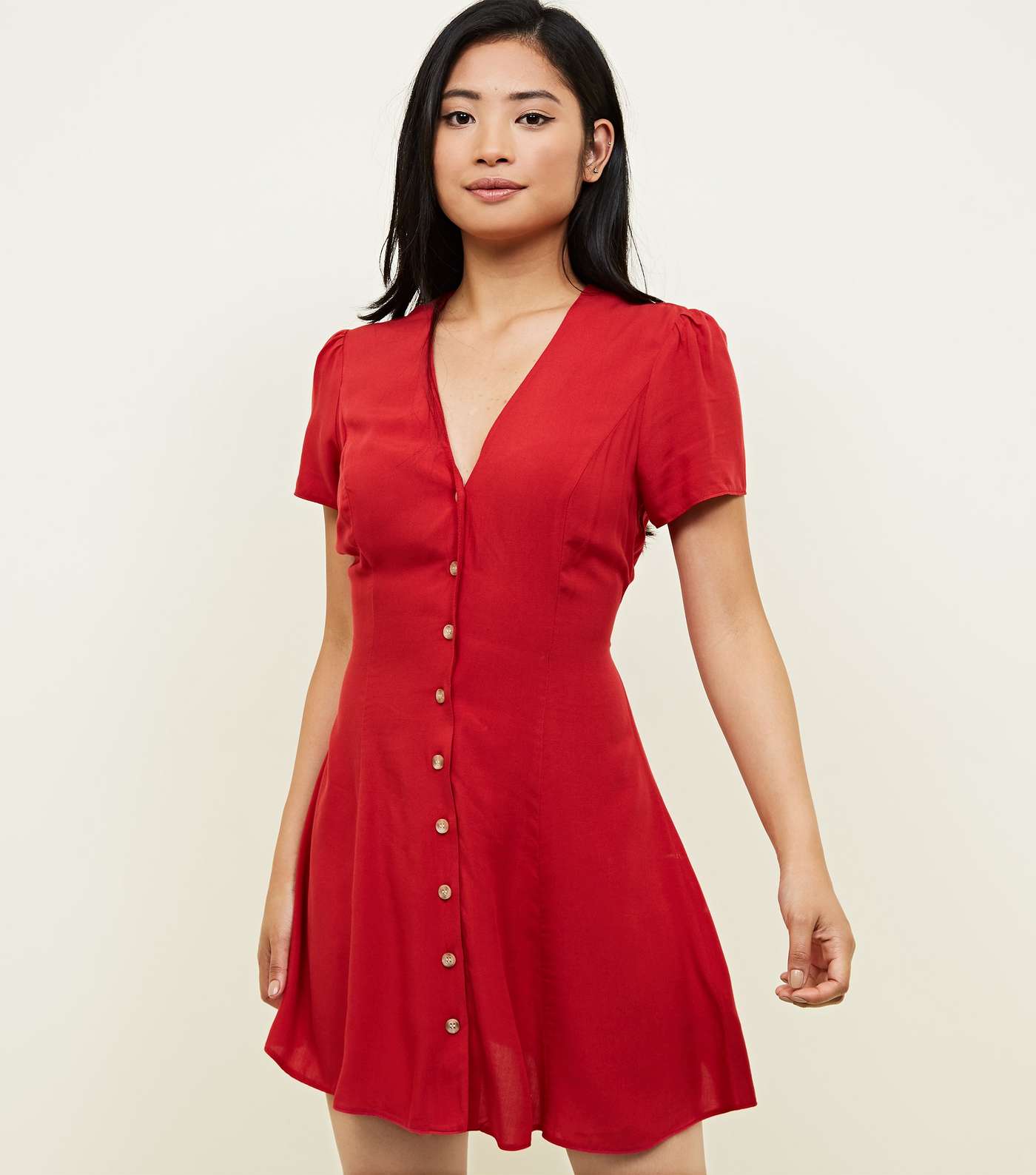 Petite Red Through Tea Dress