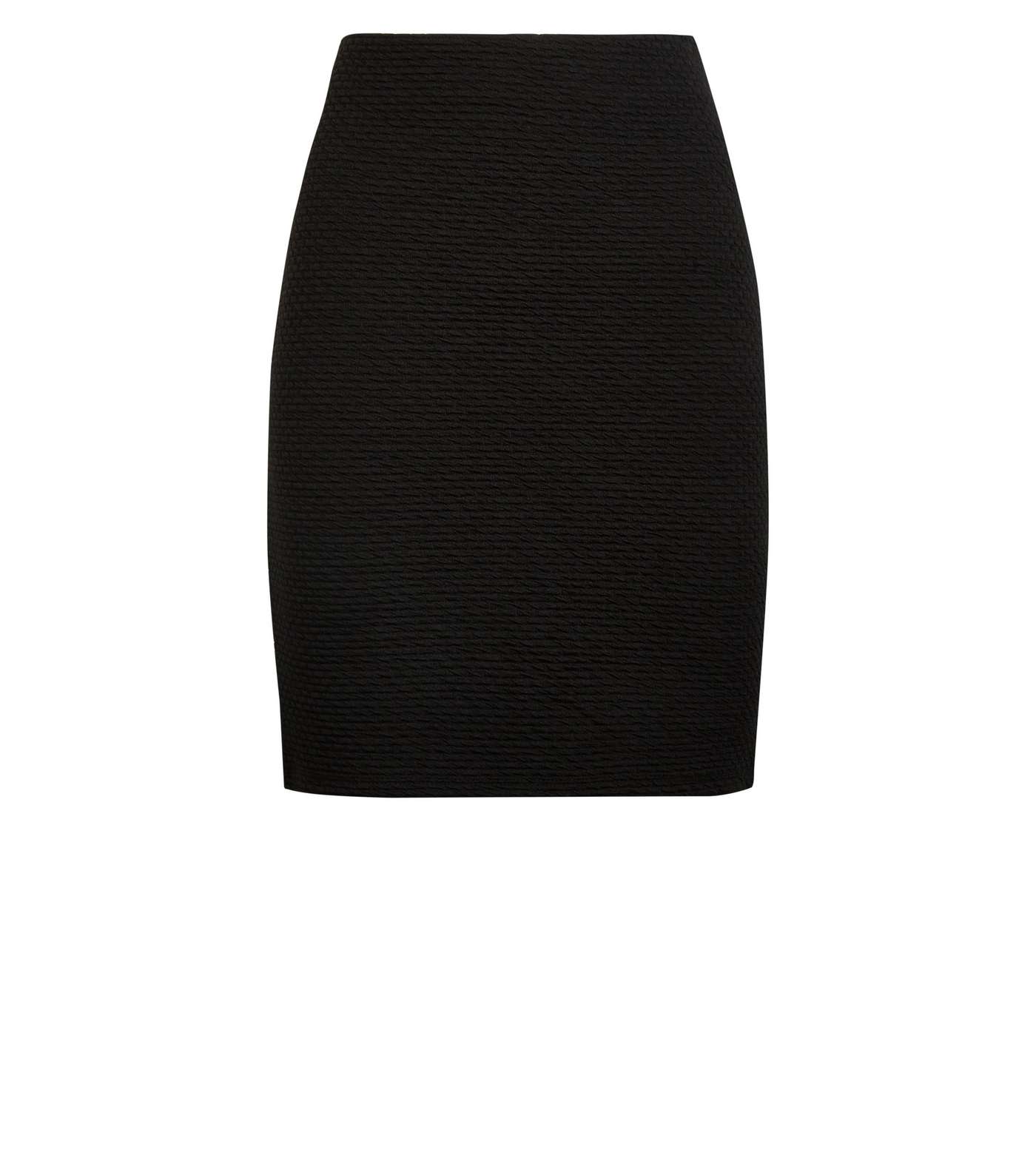 Black Textured Mini Tube Skirt  Image 4
