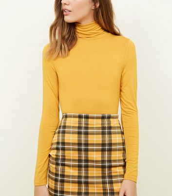 Mustard roll neck top best sale